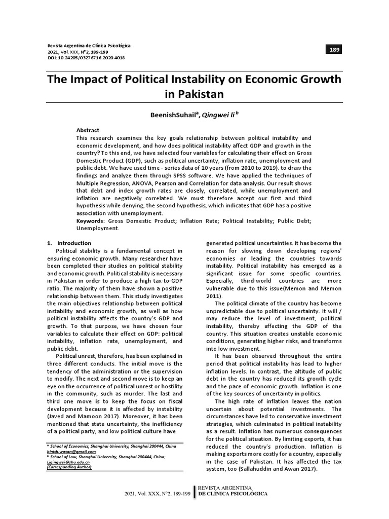 Political Instability's Impact on Pakistan's GDP | PDF