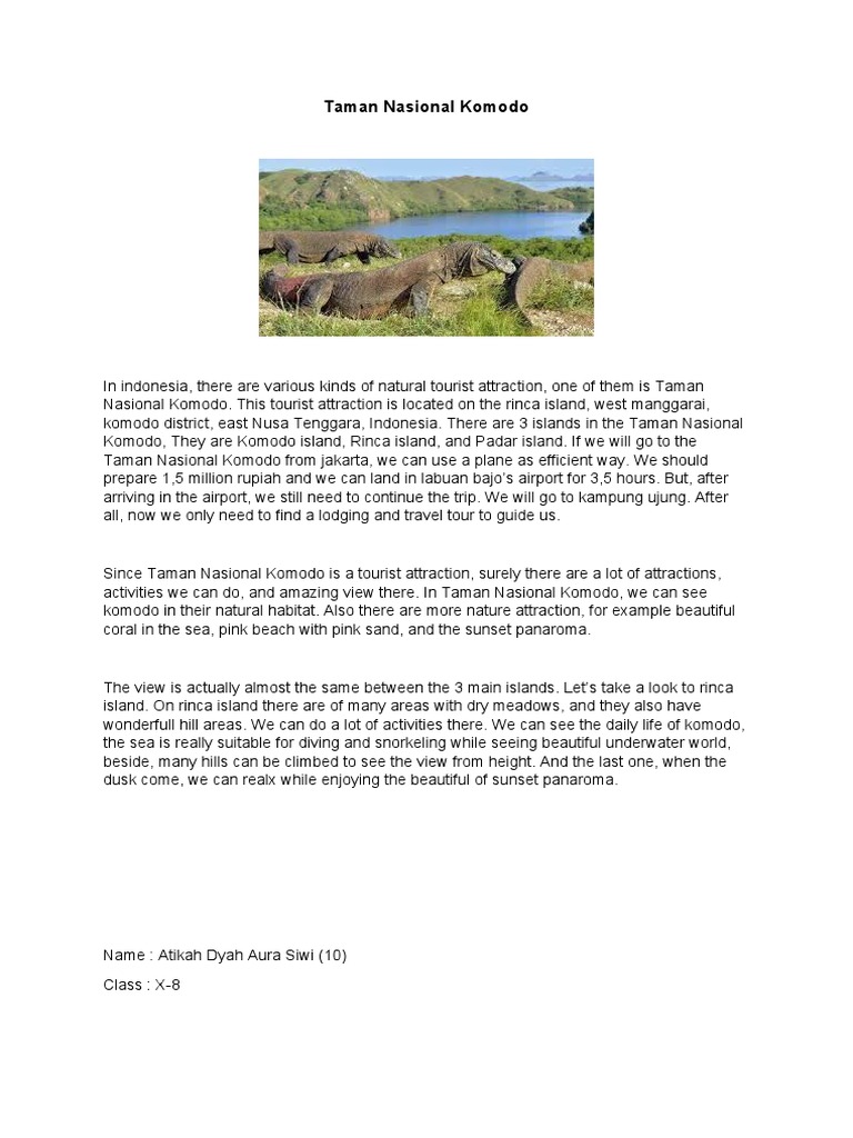 Descriptive Text-Taman Nasional Komodo | PDF