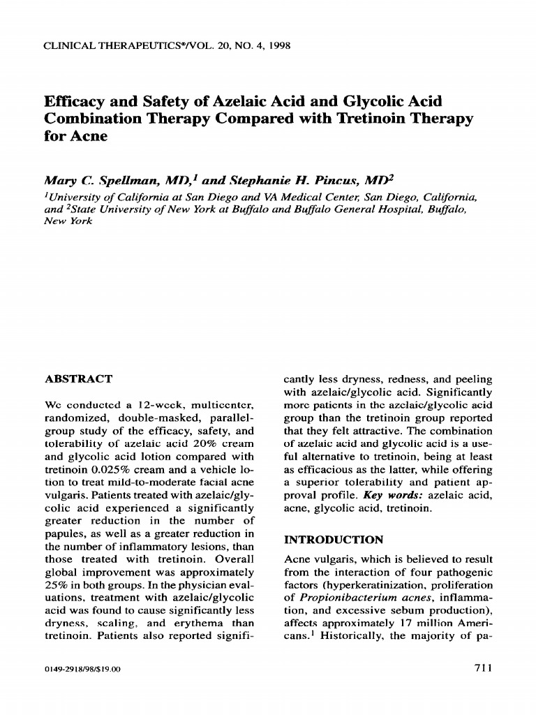 Efficacy and Safety of Azelaic Acid and Glycolic Acid Combination