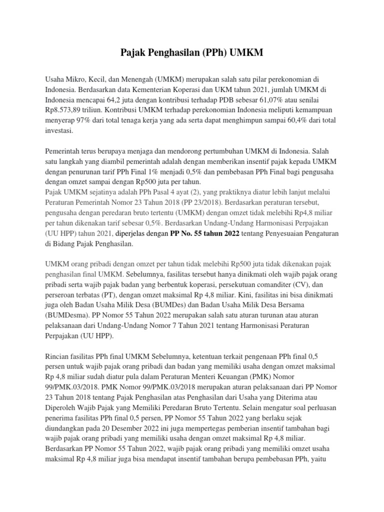 Pph Umkm Pp 55 2022 Pdf