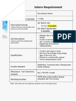 Intern Requirement: Position Name Number of Intern Needed Internship Periode Batch July Batch September