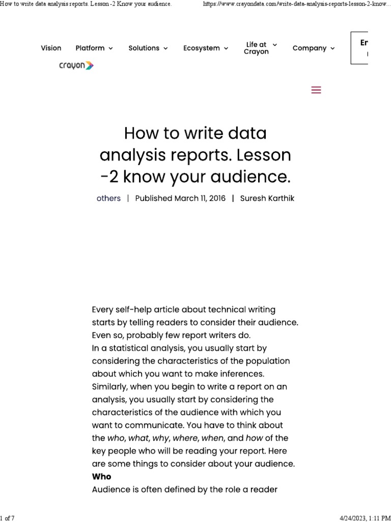 How To Write Data Analysis Reports | PDF