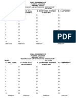 FINALS EXAMINATION Answer Sheet