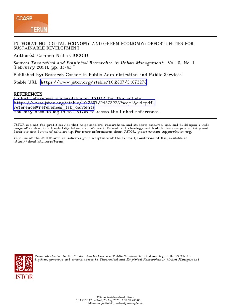 Digital and Green Economy Integration | PDF | Sustainability | Green ...