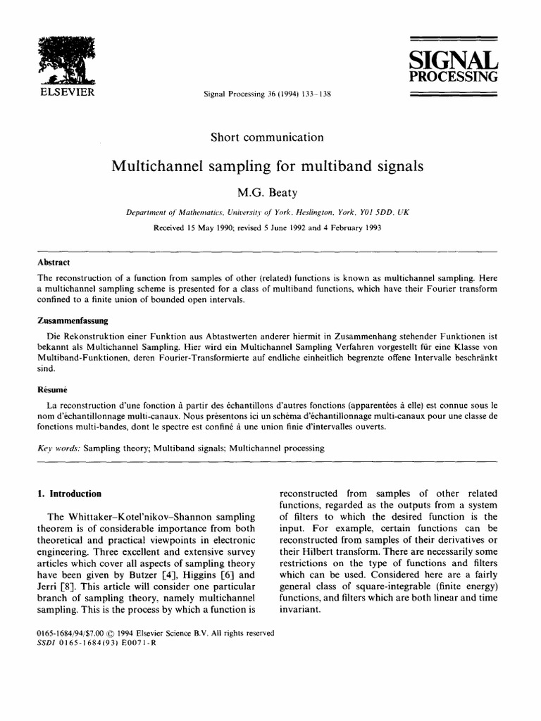 Signal: Multichannel Sampling For Multiband Signals | PDF | Teaching ...