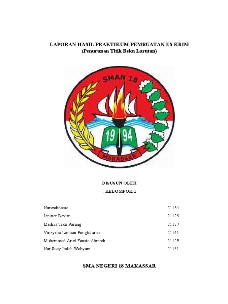 Laporan Hasil Praktikum Pembuatan Es Krim Kimiaa | PDF