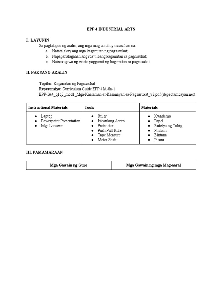 EPP 4 Industrial Arts PDF