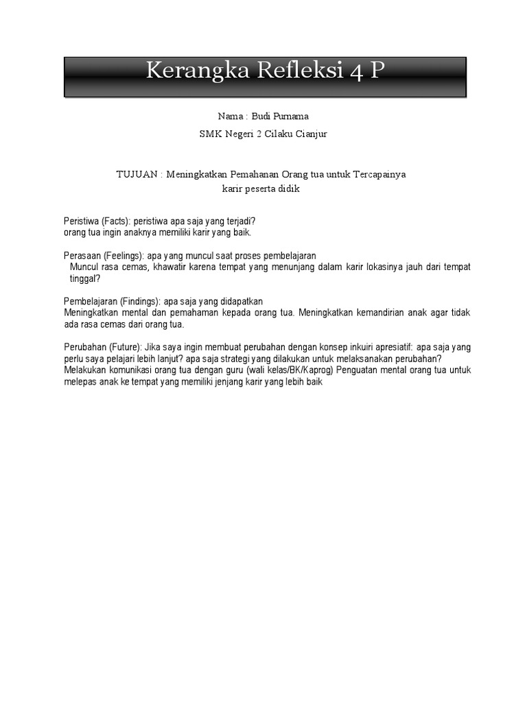 Kerangka Refleksi 4P | PDF