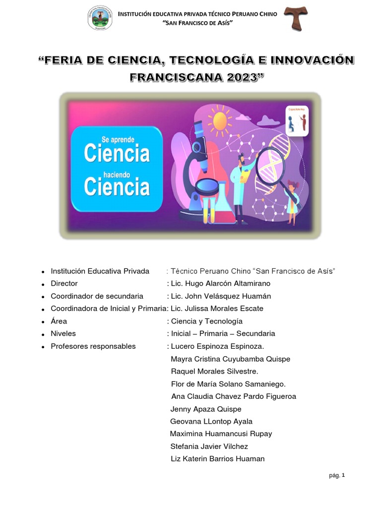 Feria de Ciencia y Tecnología 2023 | PDF | Educación primaria | Enseñando