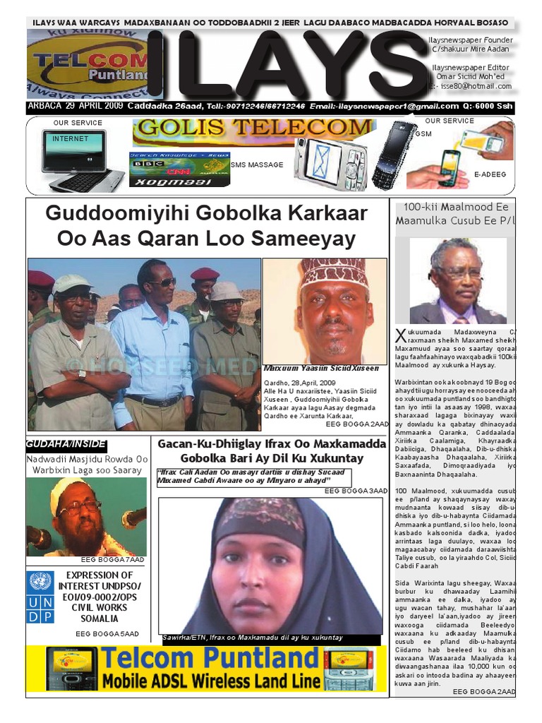 Guddoomiyihi Gobolka Karkaar Oo Aas Qaran Loo Sameeyay | PDF