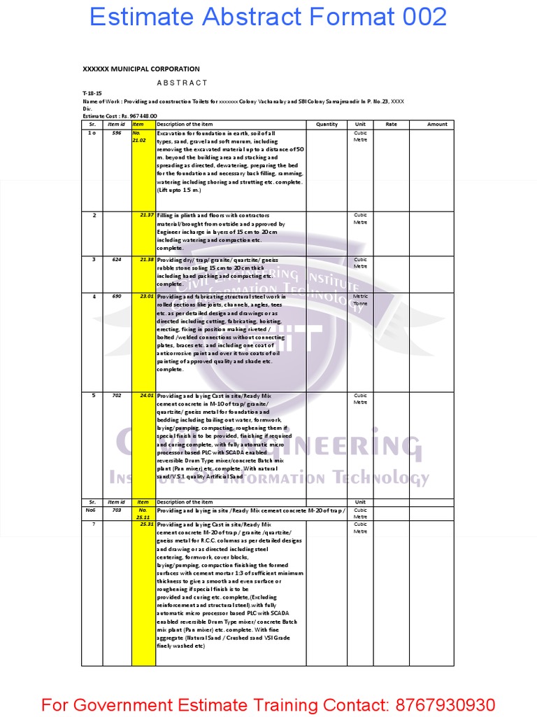 002 Estimate Toilet Block 10L PDF