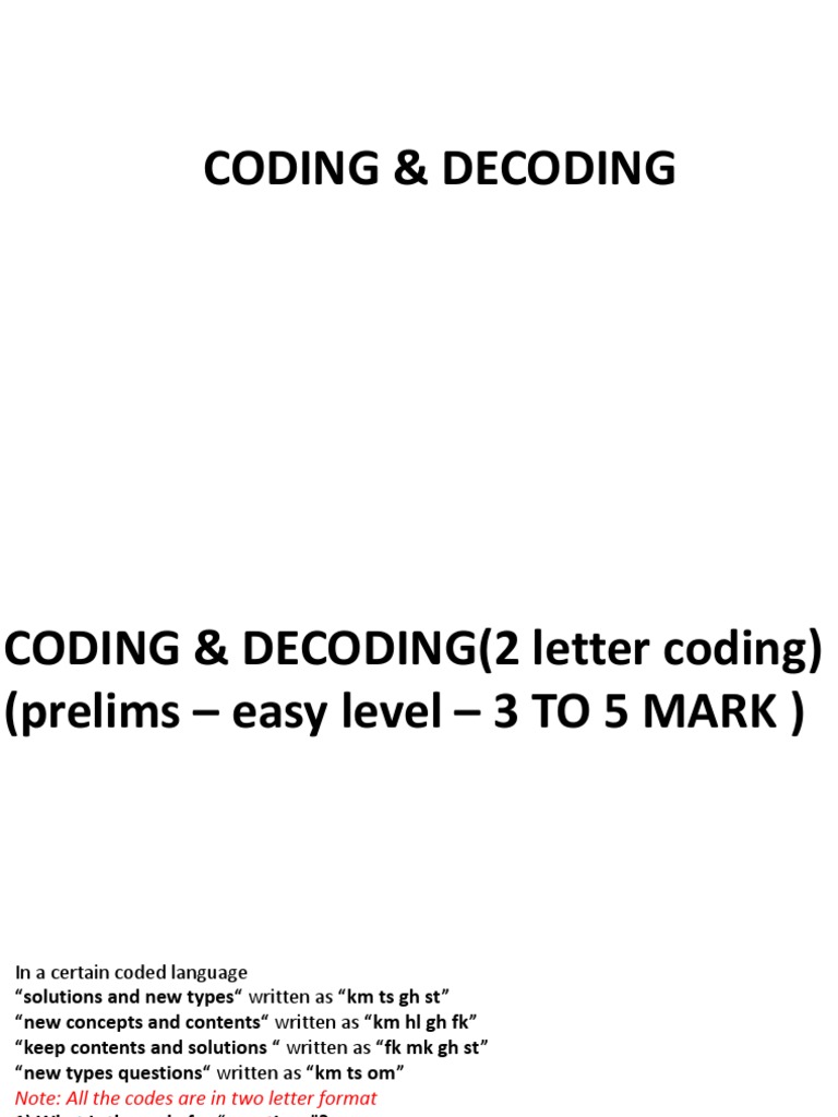 Coding decoding crash course1656428129263 pdf