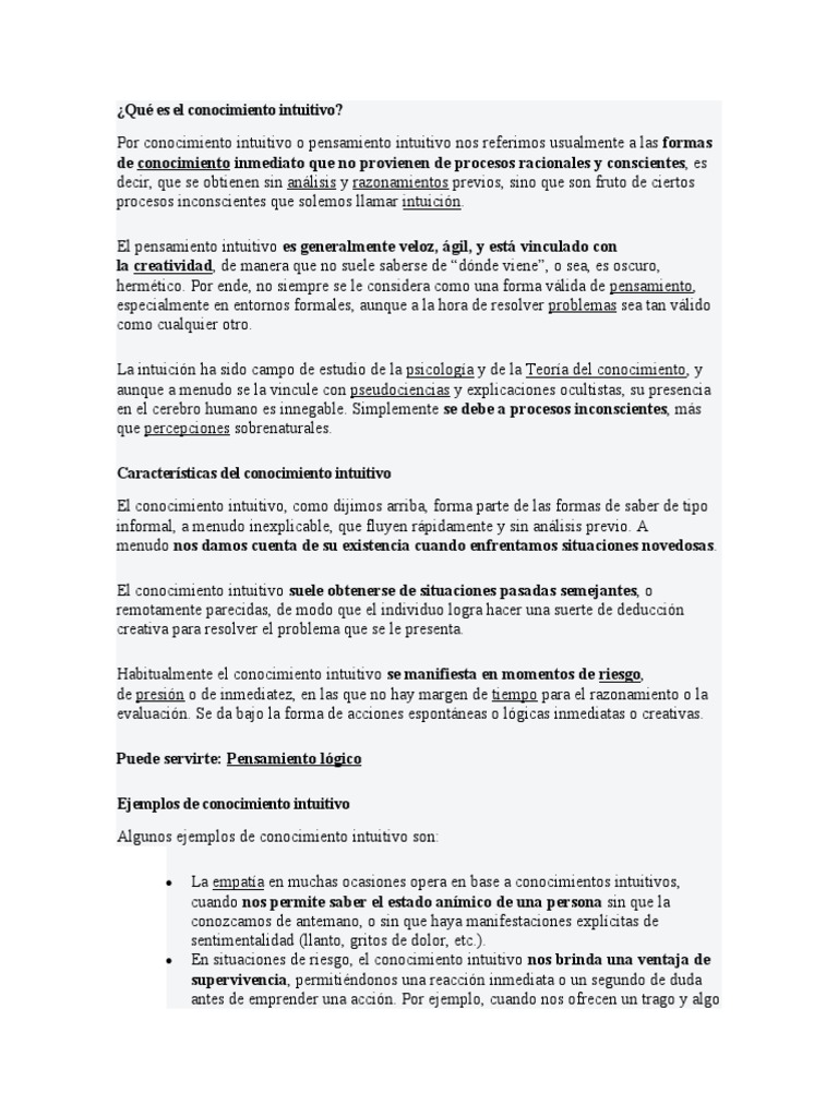 Qué Es El Conocimiento Intuitivo PDF