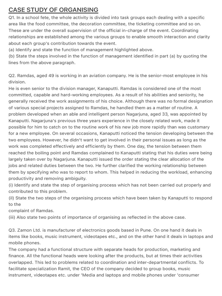 Organizing Challenges in Management Case Study | PDF | Business | Economies