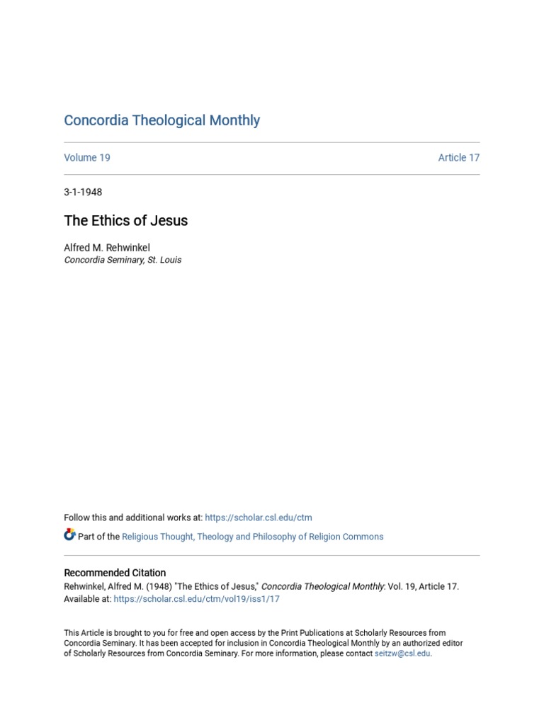 The Ethics Of Jesus Pdf