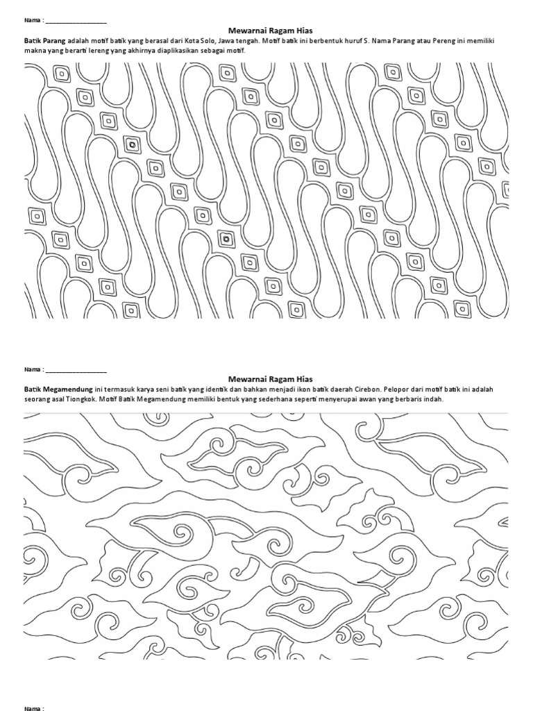 Mewarnai Ragam Hias  PDF