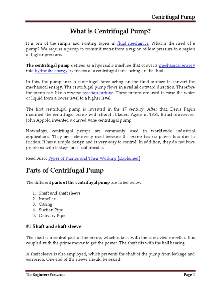 Overview of Centrifugal Pumps | PDF | Pump | Gases