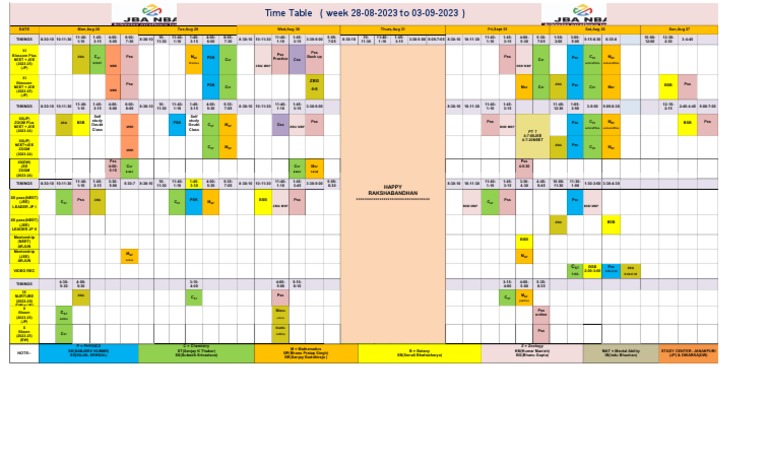 Weekly NEET & JEE Timetable 2023 | PDF