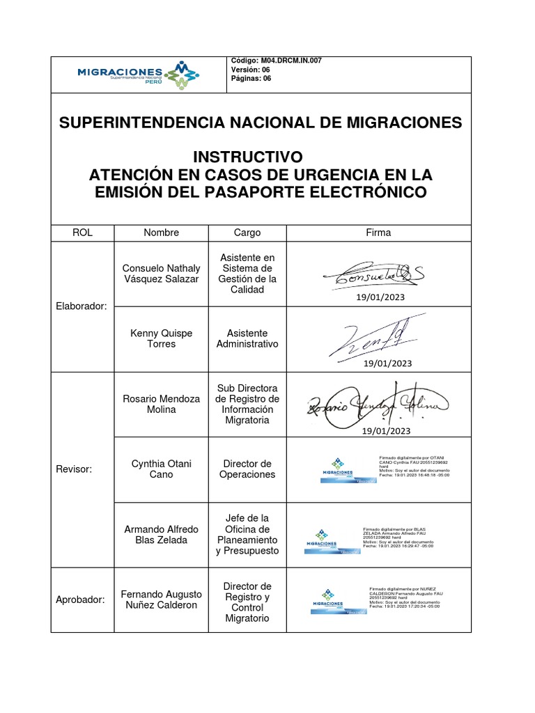 M04.DRCM - In.007-Atencion en Caso de Urgencia V06 | PDF