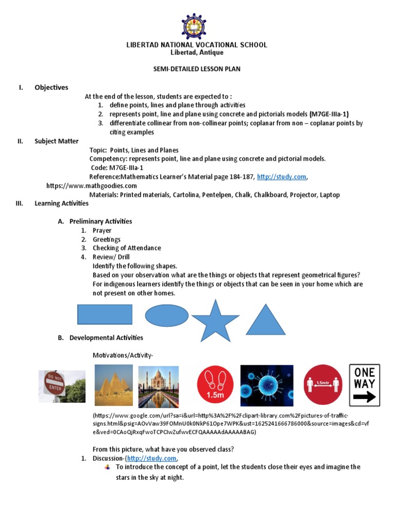 Cot Lesson Plan 2 PDF Line (Geometry)