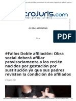 #Fallos Doble Afiliación - Obra Social Deberá Afiliar Provisoriamente A Los Recién Nacidos Por Gestación Por Sustitución Ya Que Sus Padres Revisten La Condición de Afiliados - AL DÍA - ARGENTINA