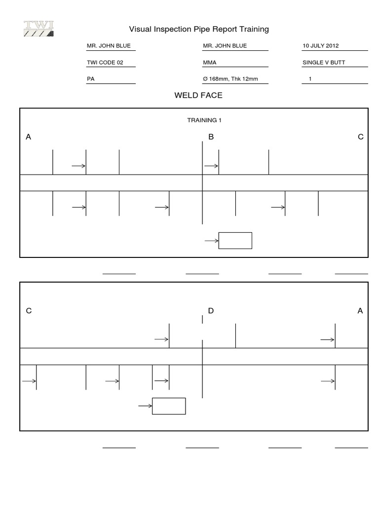 CSWIP 3.1 Pipe Weld Inspection Report | PDF | Construction | Welding