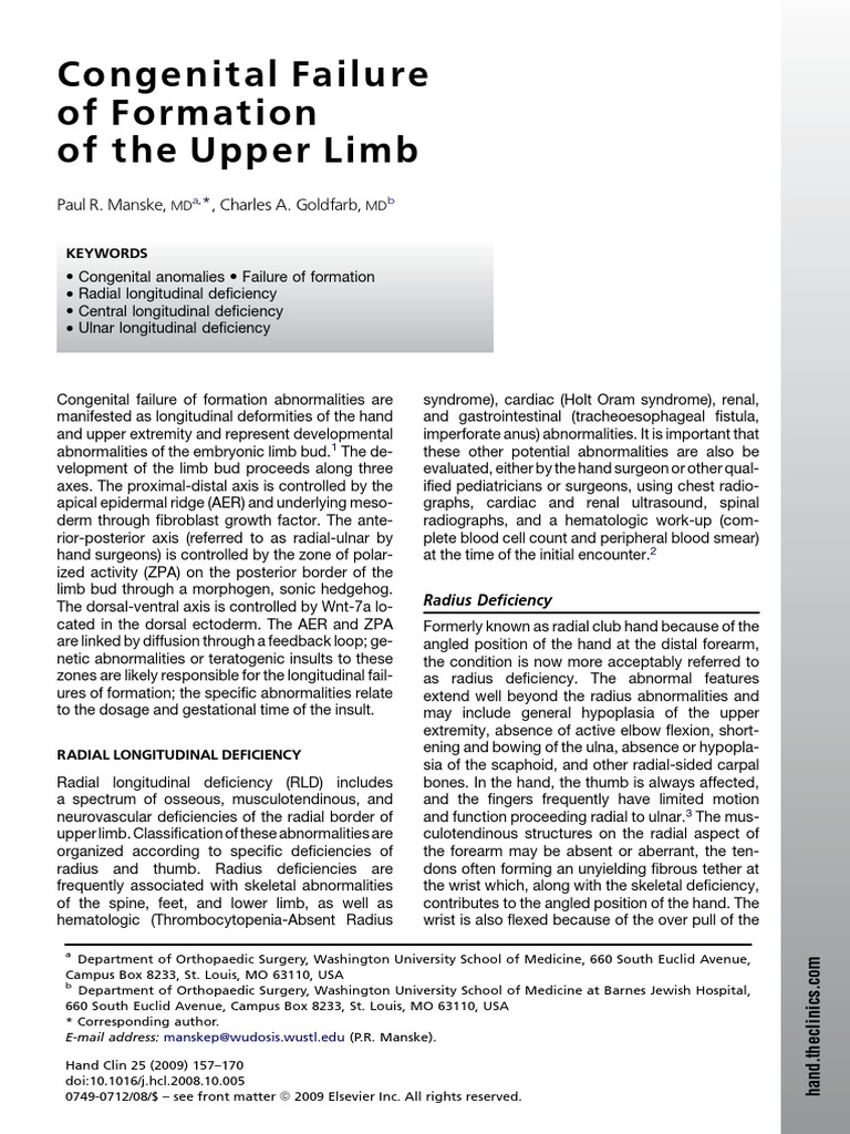 Manske Classification of Limb Deficiencies | PDF | Thumb | Hand
