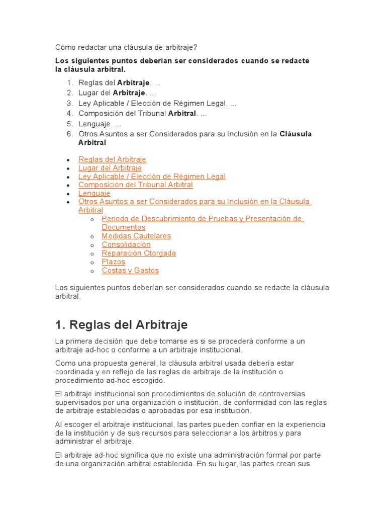 Cómo Redactar Una Cláusula de Arbitraje | PDF | Arbitraje | Justicia