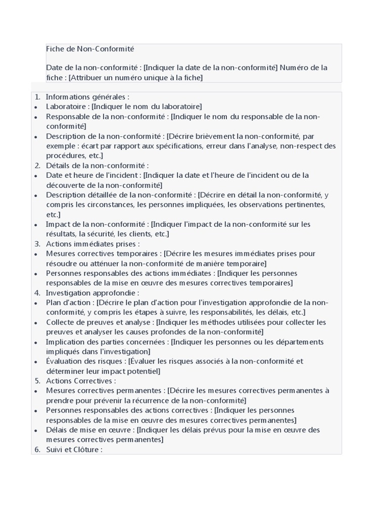 Non Conformité Exemple | Gestion Des Non Conformités Pdf – MUWNH
