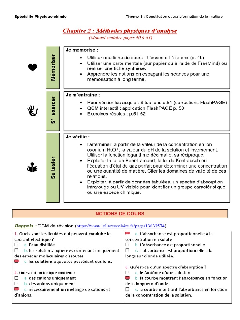 Cours Méthodes Physiques D'analyse | PDF