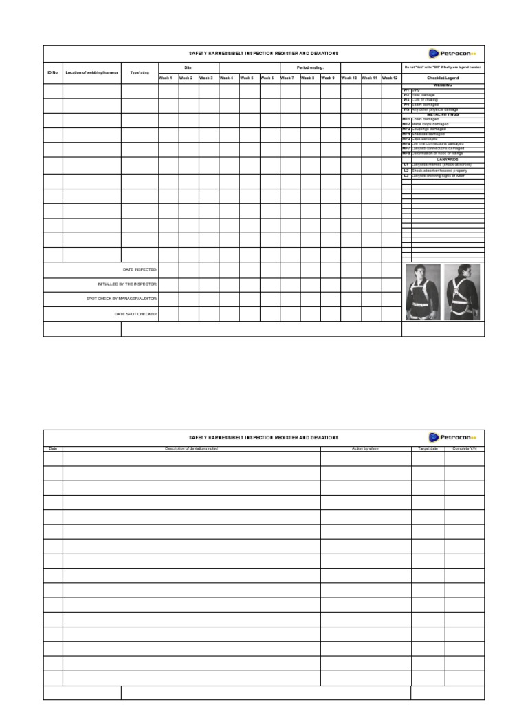 14.18 Safety Harness or Belt Checklist Weekly PDF