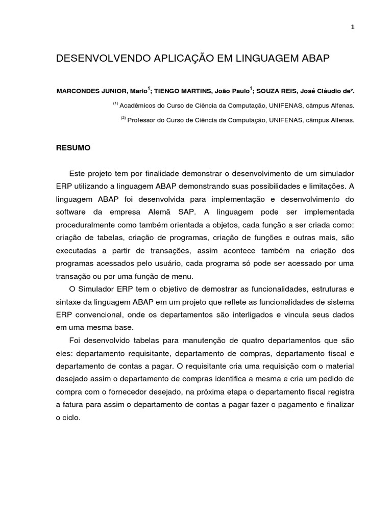 Desenvolvendo Aplicação em Linguagem Abap | PDF | Linguagem de ...