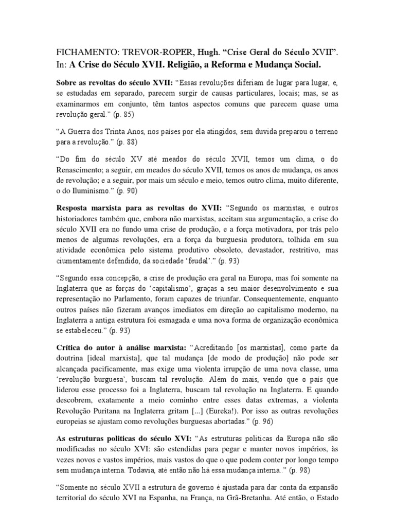 Hugh Trevor Roper | PDF | Revoluções | Marxismo