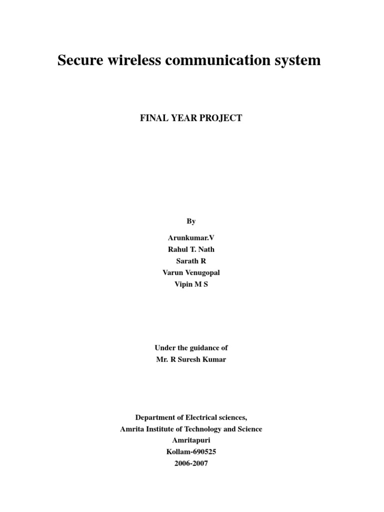 Secure Wireless Communication System | PDF | Cryptography | Key ...