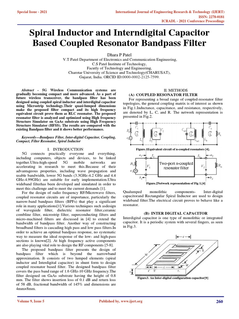 2021spiral Inductor and Interndigital Capacitor Based Coupled Resonator
