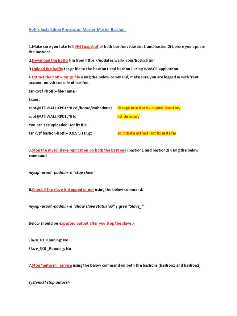 Hotfix Installation Process On Master Master PDF Command Line