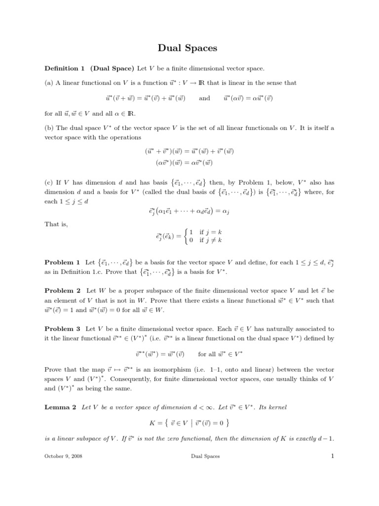 Understanding Dual Spaces in Linear Algebra | PDF | Basis (Linear ...
