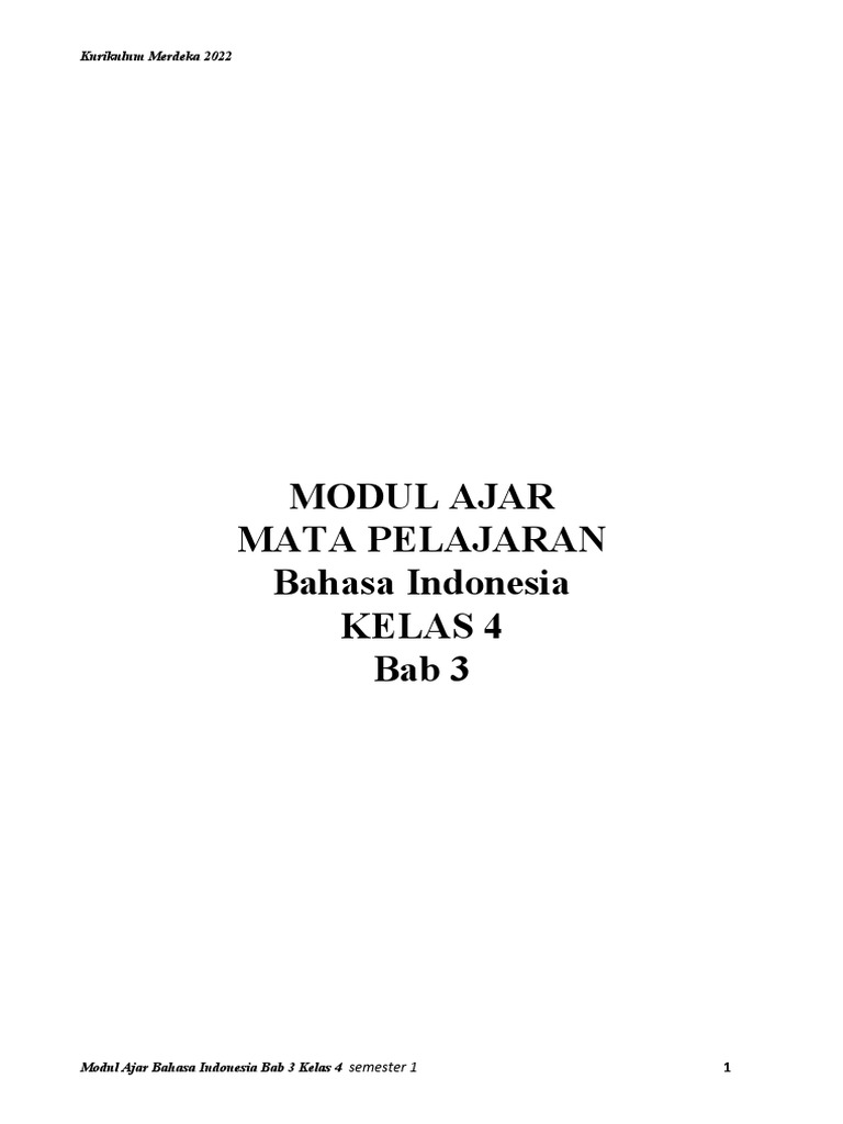 Modul Ajar Bahasa Indonesia Kelas 4 Bab 3 | PDF | Karier & Perkembangan