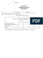 Prueba Comprensión Lectora. 8vo