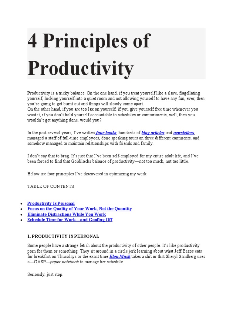 4 Key Principles for Personal Productivity | PDF