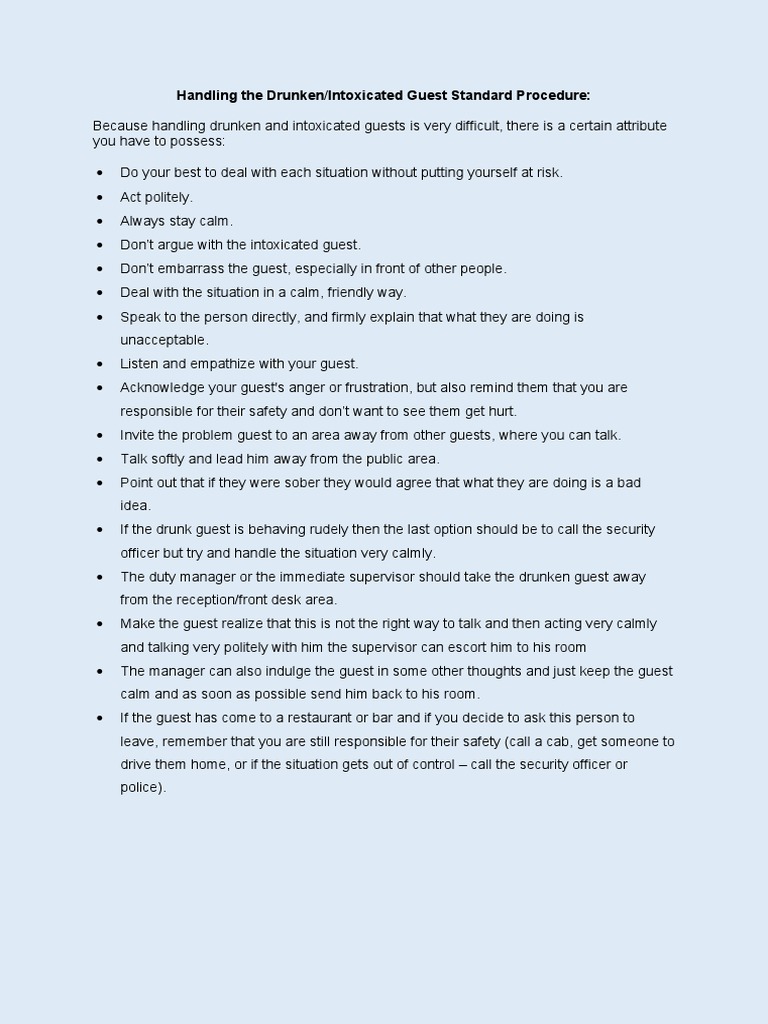 Handling The Drunken Person | PDF