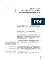 SABÓIA, João. Salário Mínimo e Potencial de Distribuição de Renda No Brasil