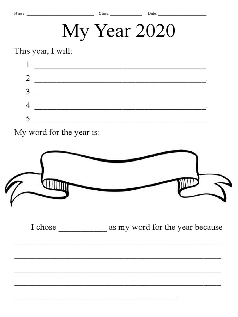 New Year's Resolution Worksheet | PDF