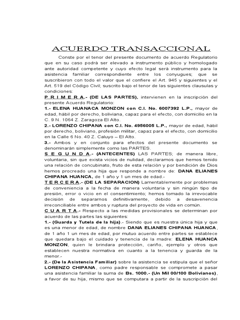 Acuerdo Transaccional | PDF
