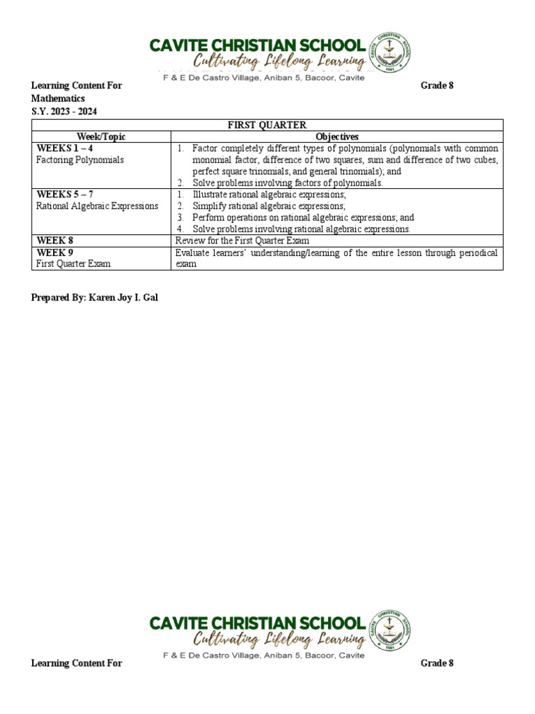 Lc math 8 1st 4th pdf equations variable mathematics 