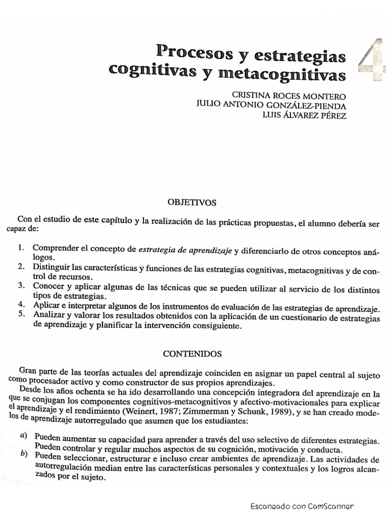 Módulo 4. Procesos y Estrategias Cognitivas y Metacognitivas | PDF