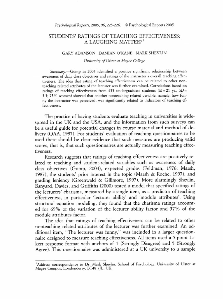 Students' Teaching Effectiveness Ratings | PDF | Behavioural Sciences ...