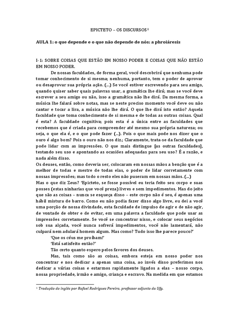 Discursos de Epicteto: O Que Depende de Nós | PDF | Conhecimento ...