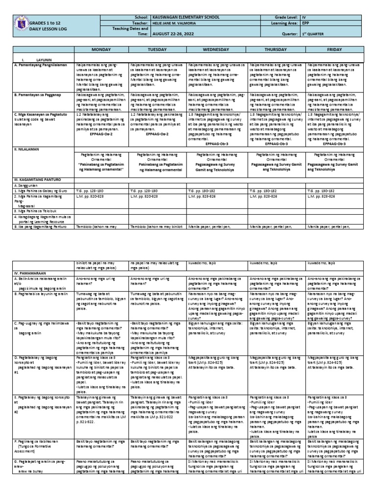 Epp 4 - Q1 - W1 DLL | PDF