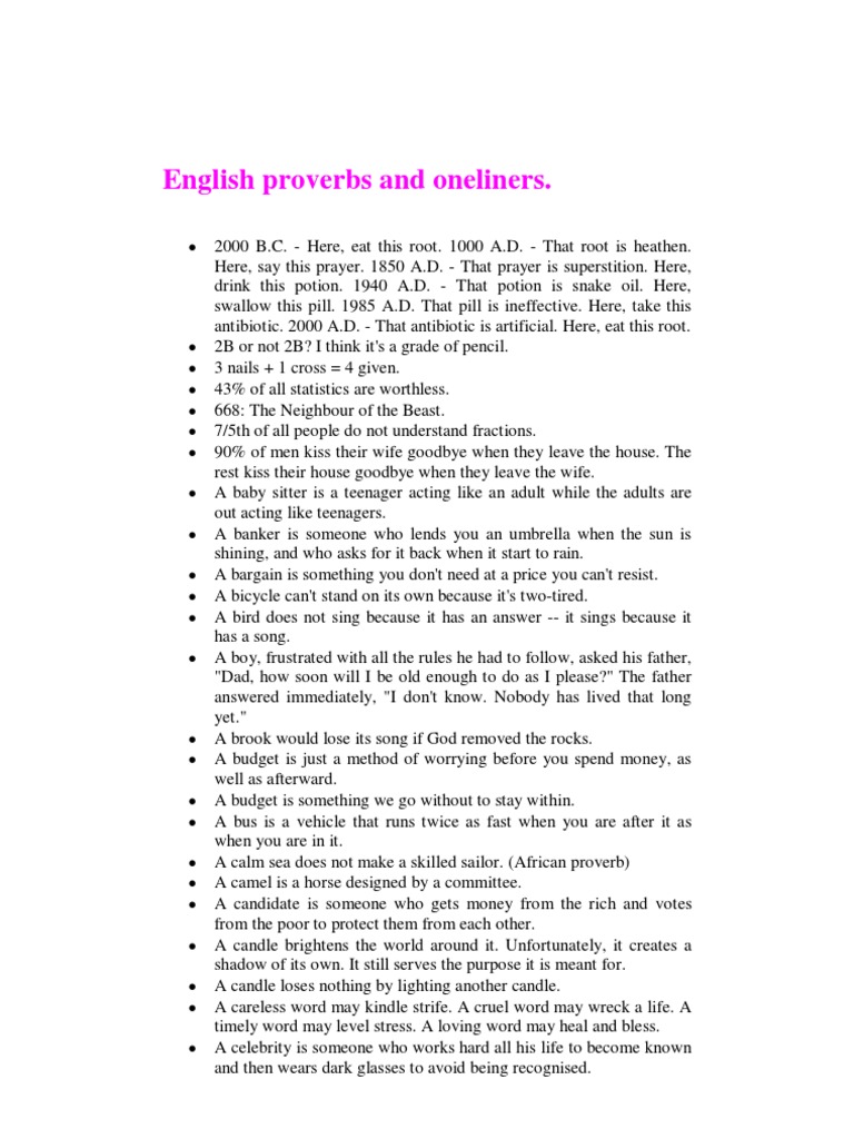 English Proverbs and Oneliners | PDF | Anger